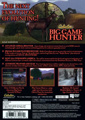 Cabela's Big Game Hunter box cover back